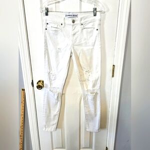 Express Ankle Legging Mia Mid Rise White Distressed Women Jeans Size 4